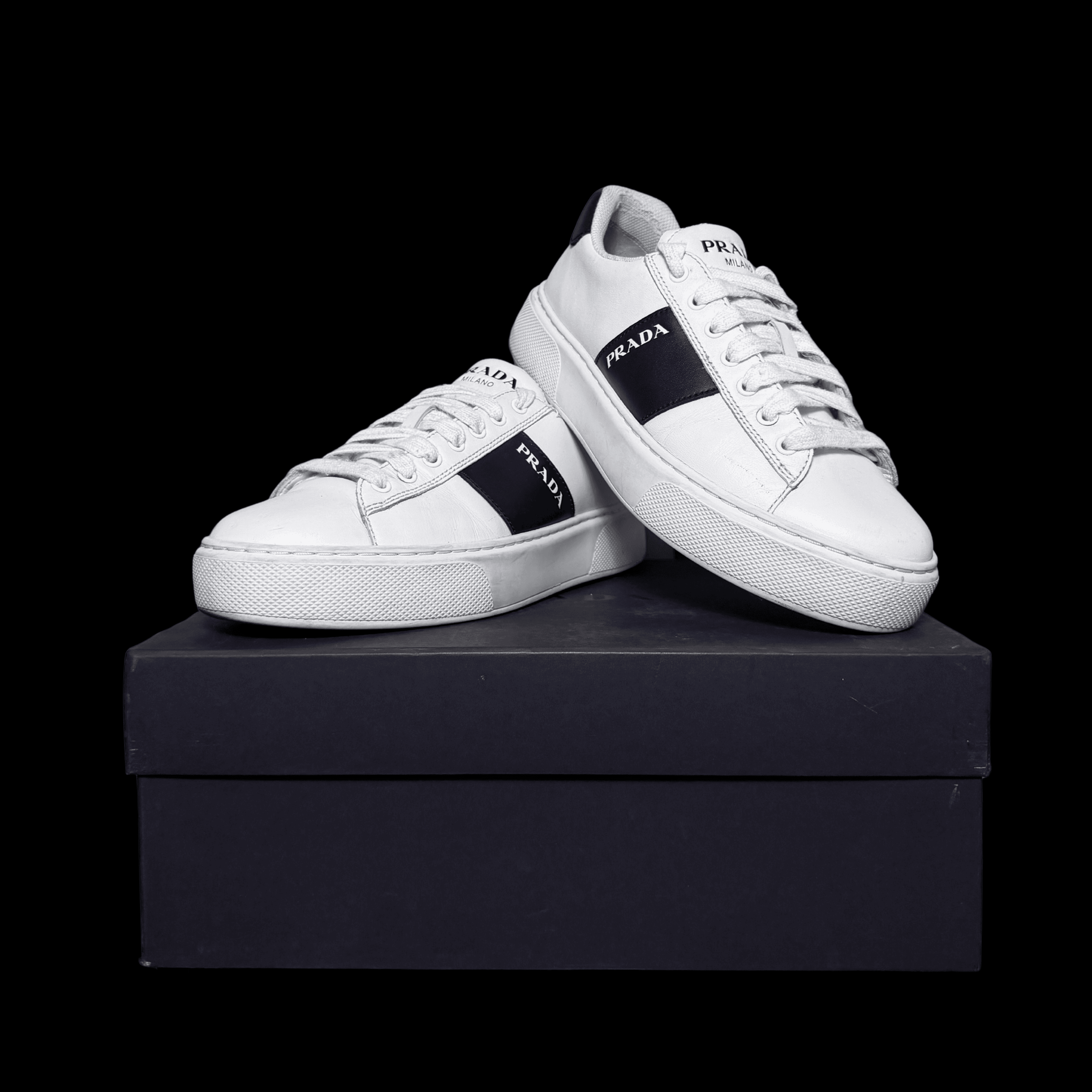 Pràda Leather Low Top Logo